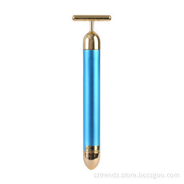 Portable Face Massager for Face Lifting/Slimming, Vibration and Gold-plated Head, Waterproof